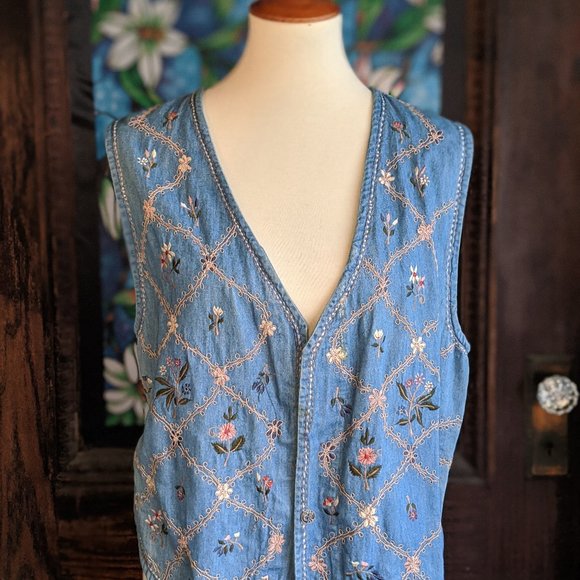 Tantrum Blues Embroidered Chambray Vest - Picture 1 of 3